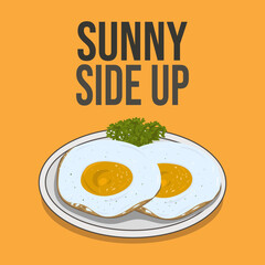 vector illustration of sunny side up fried egg