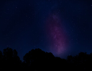 Milky Way and stars above a North Carolina forest