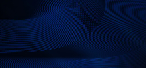 Abstract background horizontal wave lines design and pattern on dark blue background and texture.