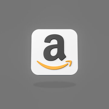 Amazon App Icon on Flat Gray Background