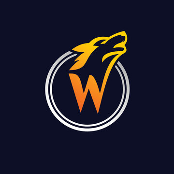 Wolf logo with letter W concept