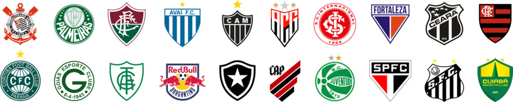Brazilian championship A Series. Corinthians Paulista, Palmeiras, Fluminense, Avai, Athletico Mineiro, Goianiense, Internacional, Fortaleza, Ceara, Flamengo, Coritiba, Goias, Mineiro, Cuiaba, Santos