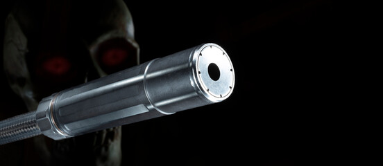 Red eyed skull with suppressor