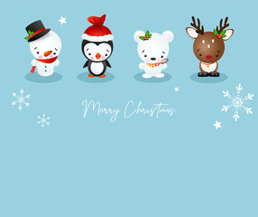 Set of four cute christmas characters