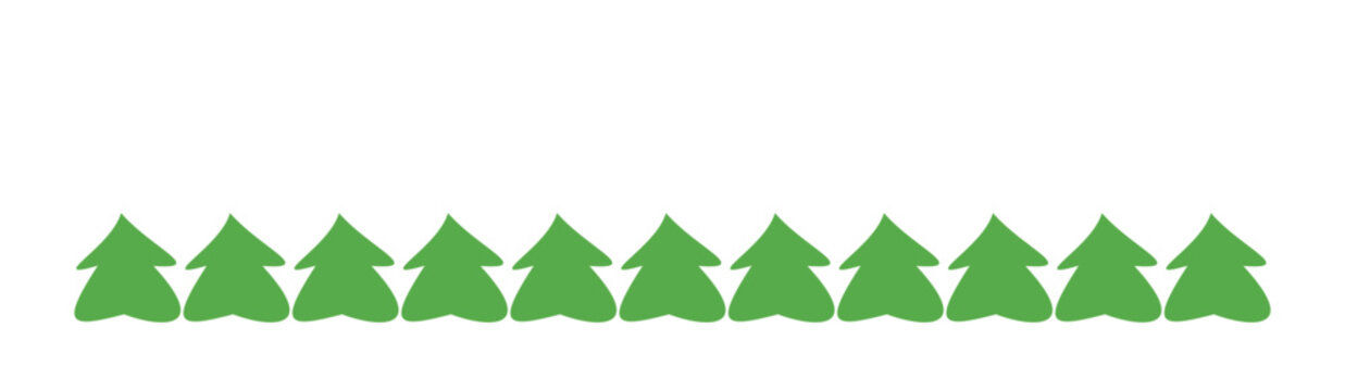Fir-trees border, frame, simple vector row of Christmas trees, flat design, stylization