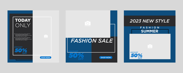Fashion sale square social media post or banner template for new arrival promotion. Set of trendy Editable minimal square banner template.
