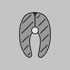 Salmon meat vector icon. Barbecue and bbq grill