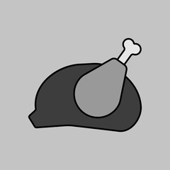 Whole roast chicken vector icon. Barbecue sign