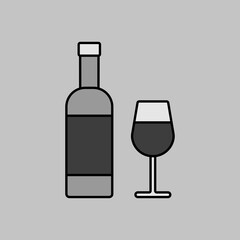 Wine bottle and glasses vector icon