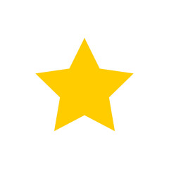 Yellow star shape icon. Star silhouette symbol in vector and png