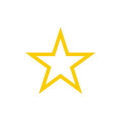 Yellow line star shape icon. Star silhouette symbol in vector and png
