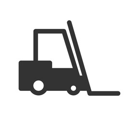  Forklift icon. Fork lift truck sign. Wareouse mashine, black illustration in vector flat style.