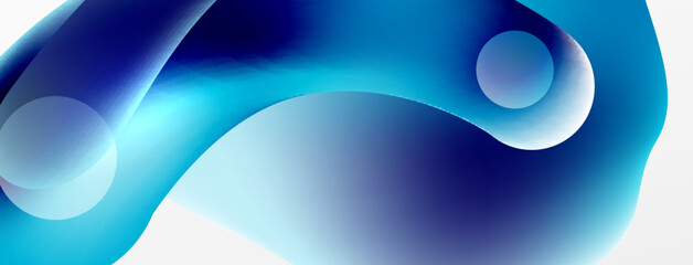 Fluid abstract background. Liquid color gradients composition. Round shapes and circle flowing design for wallpaper, banner, background or landing