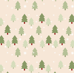 seamless tree pattern winter snow pines