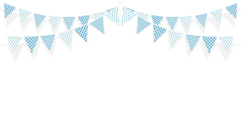 Triangle Blue and White color flags garland chain with simple geometric shape pattern for boy birthday celebration