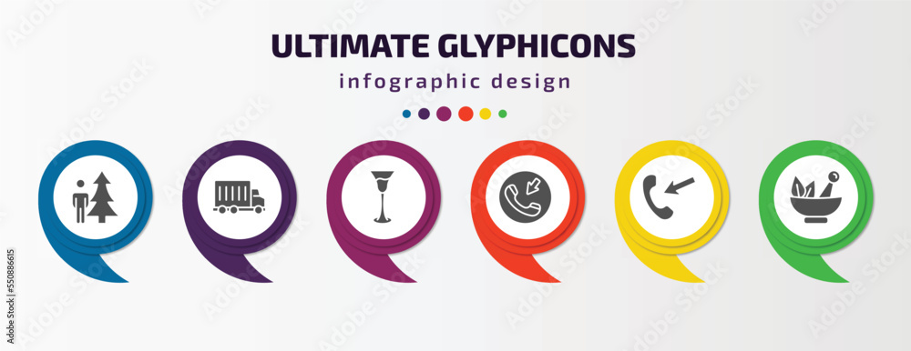Poster ultimate glyphicons infographic element with filled icons and 6 step or option. ultimate glyphicons 