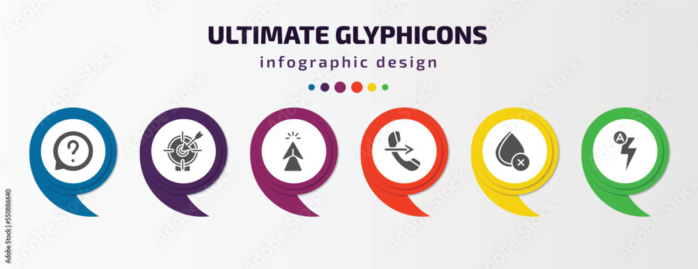 Poster ultimate glyphicons infographic element with filled icons and 6 step or option. ultimate glyphicons 
