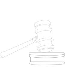 Continuous line drawing of a gavel judge