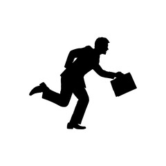 Fototapeta na wymiar Businessman run icon. Simple style business briefcase poster background symbol. Business brand logo design element. Businessman run t-shirt printing. Vector for sticker.