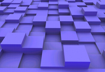 Cubes of irregular heights rendered with 3d animation, cube surface