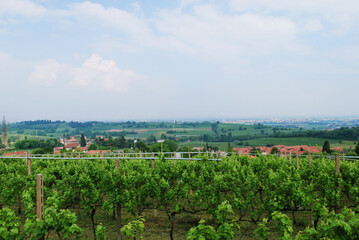 Fototapeta na wymiar Panorama dall'ossario di Custoza a Sommacampagna in provincia di Verona, Veneto, Italia.