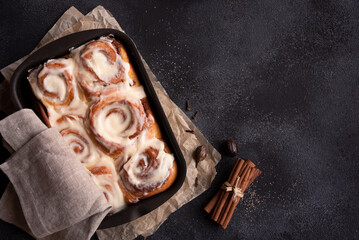 Delicious homemade cinnamon rolls, traditional winter sweets