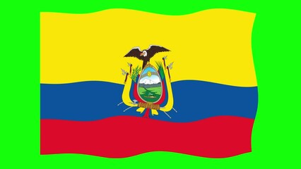 Ecuador Waving Flag 2D Animation on Green Screen Background. Looping seamless animation. Motion Graphic - Powered by Adobe