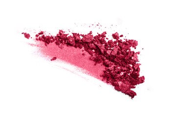 Eye shadow isolated on white background.Red coolor crushed cosmetic.
