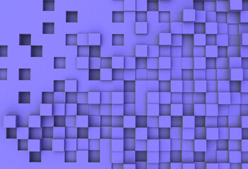 Cubes of irregular heights rendered with 3d animation, cube surface blue