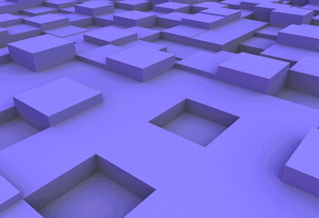 Cubes of irregular heights rendered with 3d animation, cube surface blue