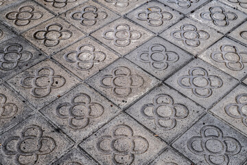 Detail of the sidewalk in Barcelona known as Panot