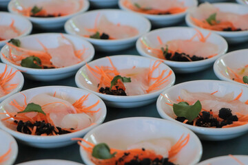 Spices and ingredients. Put on a white plate. Seafood menu. close-up shot