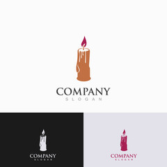 Candle icon burning, simple design style graphic flat line illustration