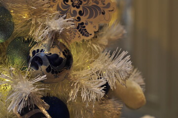 Christmas decorations — balls, figurines and other decorations that decorate the Christmas tree, as well as the interior and exterior of the room for the Christmas holiday.