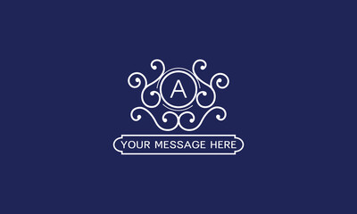 Vintage elegant initial A monogram design template. White color logo design isolated on dark background.