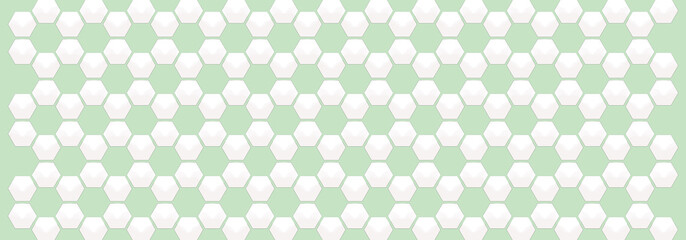Embossed white hexagon on light green backgrounds. Abstract pattern football. Abstract tortoiseshell. Abstract honeycomb