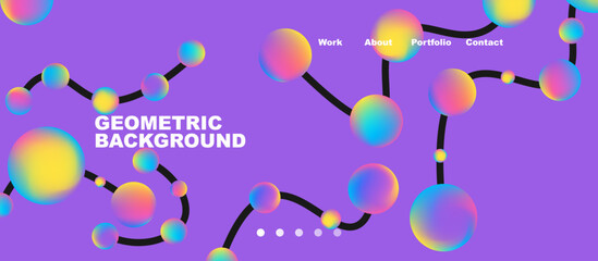 Network concept, line points connections geometric landing page background.