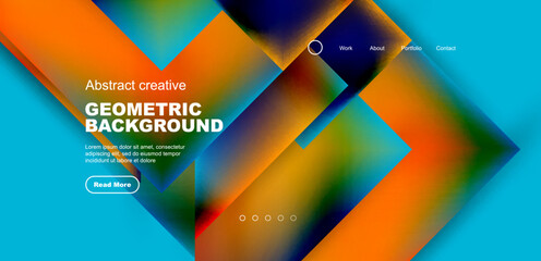 Geometric elements - squares and triangles composition background.