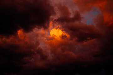 Fototapeta na wymiar Orange sunset clouds. Background. Texture. High quality photo