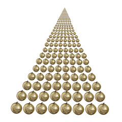 christmas tree made of golden decorative balls
