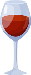 Illustration of a glass of red wine in flat style. Alcoholic beverage