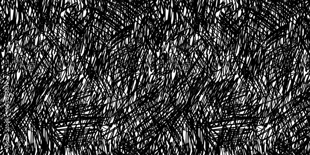 Poster seamless abstract chaotic ink pen or marker scribble background texture. hand drawn fun playful tren