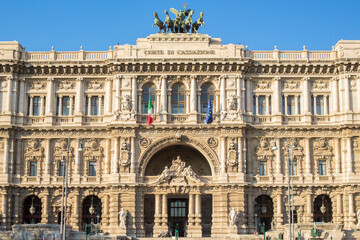 Fototapeta premium View of the Palace of Justice, also known as Palazzaccio. It's the seat of the italian Supreme Court of Cassation. It's located in the Prati district in Rome, Italy.
