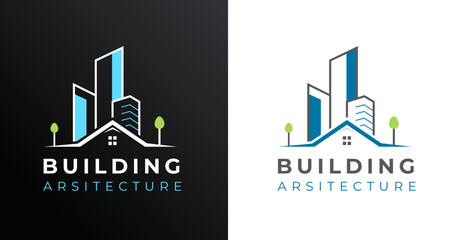 Simple elegant city house building architecture real estate logo template