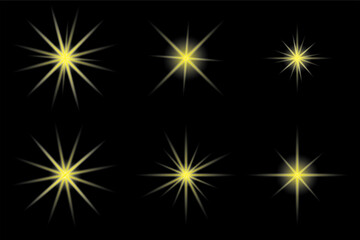 Fototapeta premium Set of yellow stars on black background