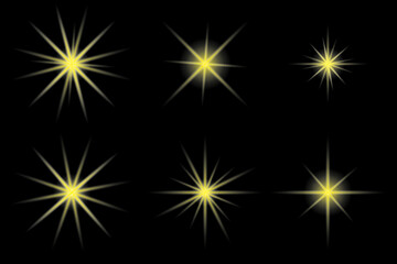 Set of yellow stars on black background