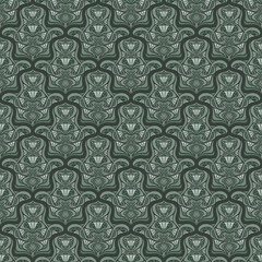 SWAMP SEAMLESS VECTOR BACKGROUND IN ART NOUVEAU STYLE WITH GREEN FLOWER ARRANGEMENT