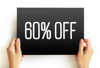 60% Off text on card, concept background