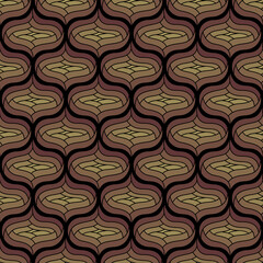 BLACK SEAMLESS VECTOR BACKGROUND IN ART DECO STYLE WITH BEIGE ABSTRACT ELEMENTS