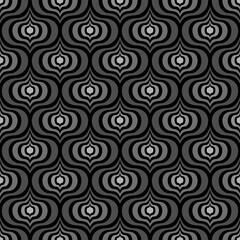 BLACK SEAMLESS VECTOR BACKGROUND IN ART DECO STYLE WITH GRAY ABSTRACT ELEMENTS